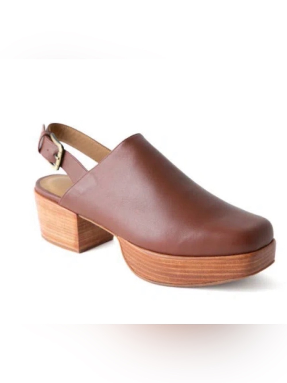 FORTRESS OF INCA Brown Leather Slingback Clogs